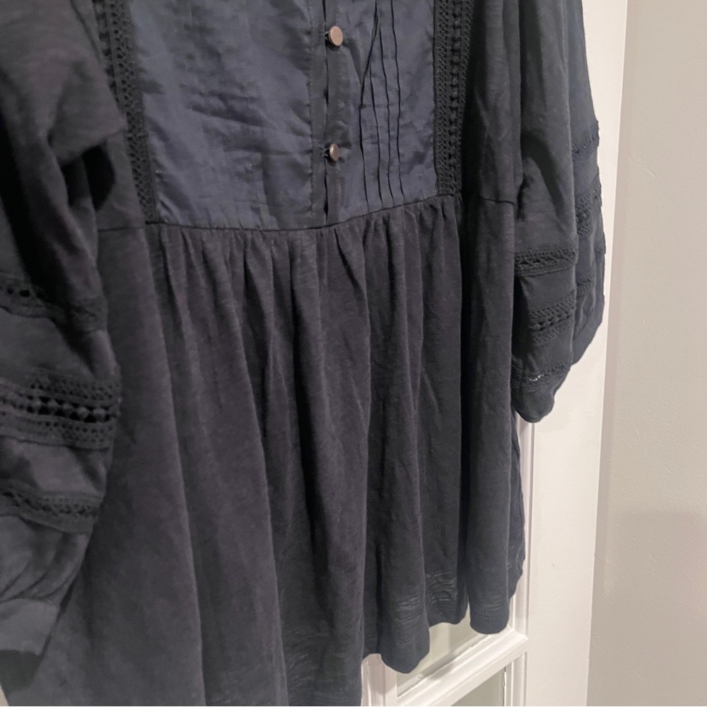 NWT Anthropologie Kaye Pintucked Babydoll Top Black 3/4 Sleeve Plus Size 2X - Picture 5 of 15